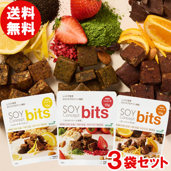 SOY Concept bits（ソイコンセプトビッツ）プロテイン（3種セット）【長良園】【メール便送料無料の場合代引・同梱不可】