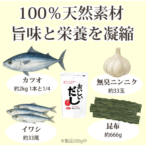 おいしいだしは天然素材。旨味と栄養を凝縮！