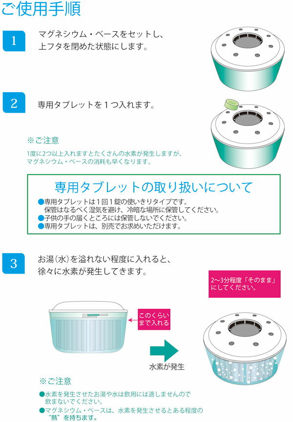 簡単水素スパの使用方法