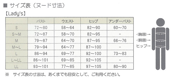 レディースサイズ表