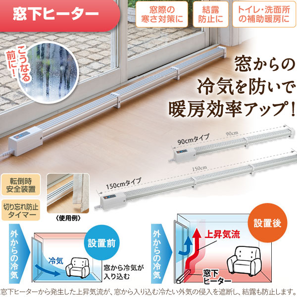 窓ヒーターで結露防止