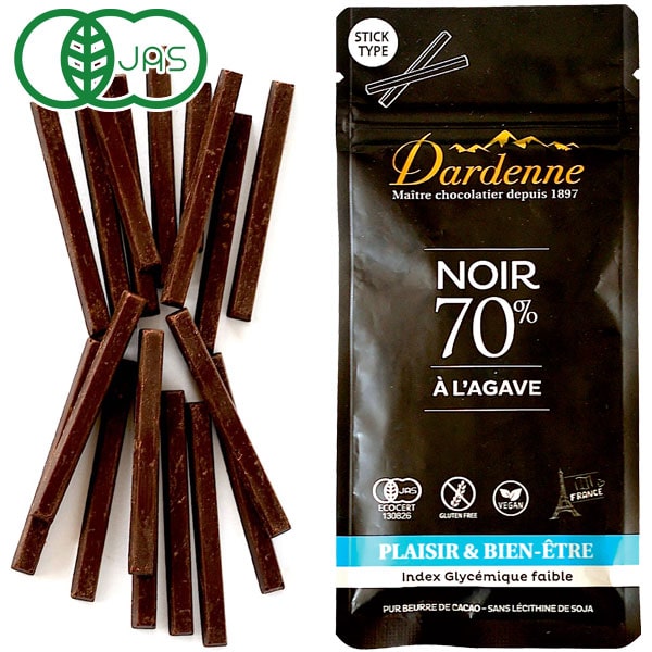 【今季完売】【秋冬限定】ダーデン 有機アガベチョコレートスティック カカオ70％（62g）【アルマテラ】