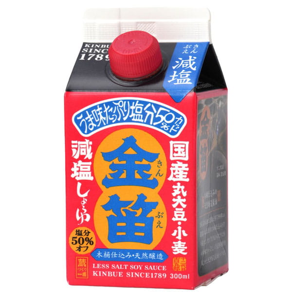 金笛 減塩しょうゆ（300ml）紙パック【笛木醤油】