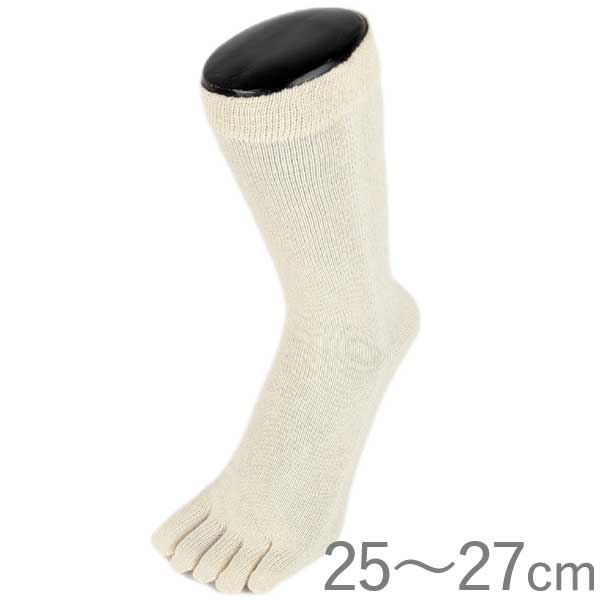 【5月新商品】【EMソックス】5本指ソックス ヘンプ クルー丈（きなり）M25～27cm【杉山ニット工業】