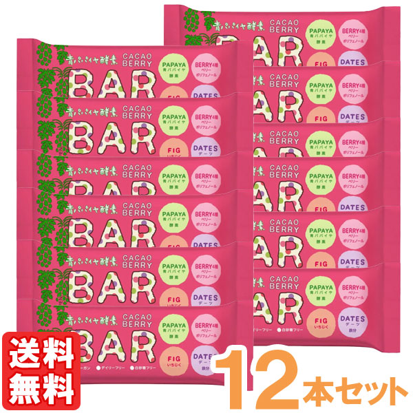 【7月新商品】青パパイヤ酵素入りカカオベリーバー（35g）【12本セット】【三旺インターナショナル】【メール便送料無料の場合代引・同梱不可】