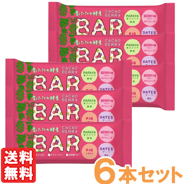 【7月新商品】青パパイヤ酵素入りカカオベリーバー（35g）【6本セット】【三旺インターナショナル】【メール便送料無料の場合代引・同梱不可】