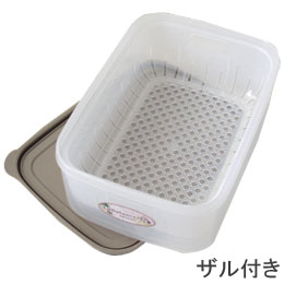 エンバランス 鮮度保持容器 角型 ジニアルベージュ ザル付き 2100ml ウィルマックス