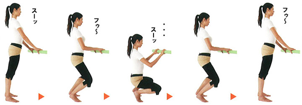 立ちしゃがみを三回します