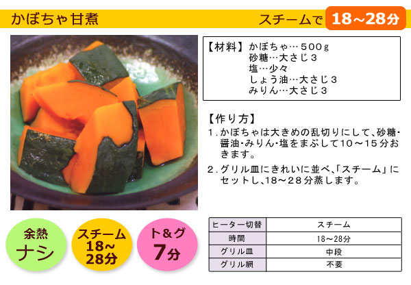 グランシェフで調理!かぼちゃ甘煮のレシピ